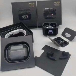 a9 pro black high quality sound, enc noise reduction wireless airpods with smart touch screen control