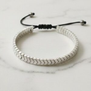 Home 5 Chevron V-Shape Metallic Beaded Stretch Bracelet for Men - Gold & Silver Tones