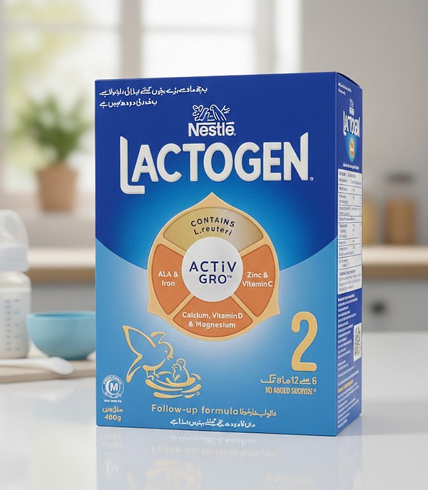Nestlé LACTOGEN 2 Follow-up Formula for 6-12 months, 400g pack.