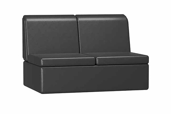 Modern black sofa for home and office seating.